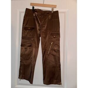 Cache | Size: 4 | Vintage Y2K Brown shiny‎ crop cargo pants gorpcore streetwear